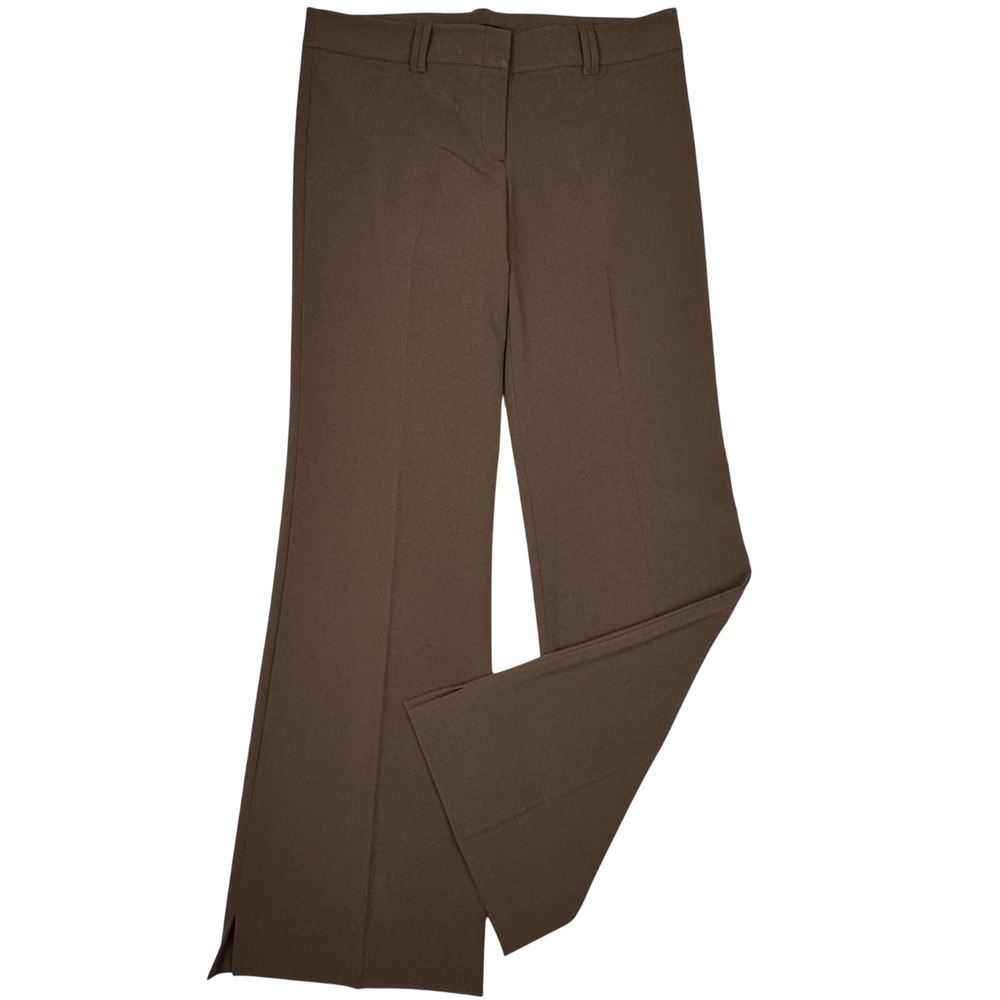 BCBGMAXAZRIA Brown Flare Leg Dress Pants Side Slit Size 10 Wide Leg Trousers